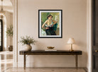 Jules Pascin Print, Jeune femme sur chaise verte (1909) displayed above a console table