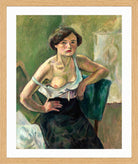 Jules Pascin Print, Jeune femme sur chaise verte (1909) in an oak frame