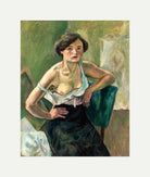 Jules Pascin Print, Jeune femme sur chaise verte (1909) with an off-white border for rolled canvas