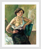 Jules Pascin Print, Jeune femme sur chaise verte (1909) in a white frame