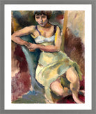 Jules Pascin Print, Jeune fille assise (1912) in a light grey frame