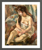 Jules Pascin Print, Jeune fille assise avec un bol de fruits (1921) in a dark grey frame