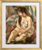 Jules Pascin Print, Jeune fille assise avec un bol de fruits (1921) in a gold frame