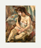 Jules Pascin Print, Jeune fille assise avec un bol de fruits (1921) with an off-white border for rolled canvas