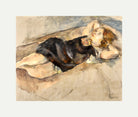 Jules Pascin Print, Jeune fille étendue (1923-1926) with an off-white border for rolled canvas