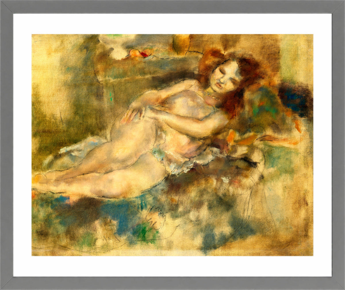 Jules Pascin Print, La Danseuse assoupie (1929) in a light grey frame