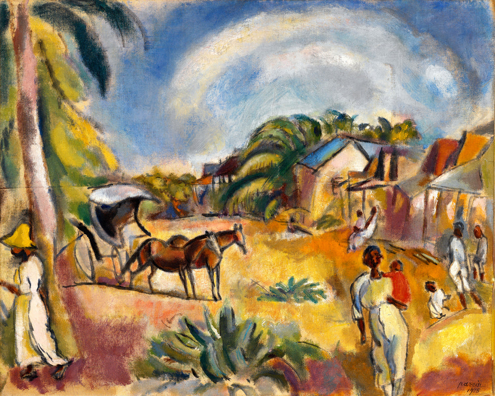 Jules Pascin Print, Landscape with Figures and Carriage (1915) as an unframed print