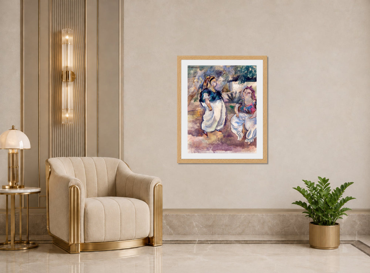 Jules Pascin Print, Les Tunisiennes (1921) displayed in an Art Deco interior