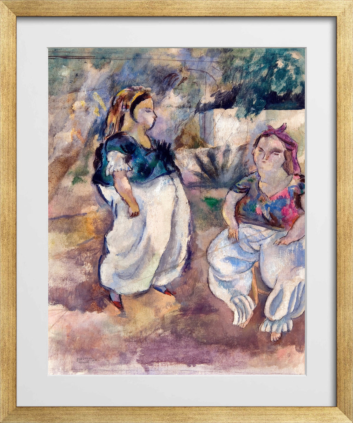 Jules Pascin Print, Les Tunisiennes (1921) in a gold frame