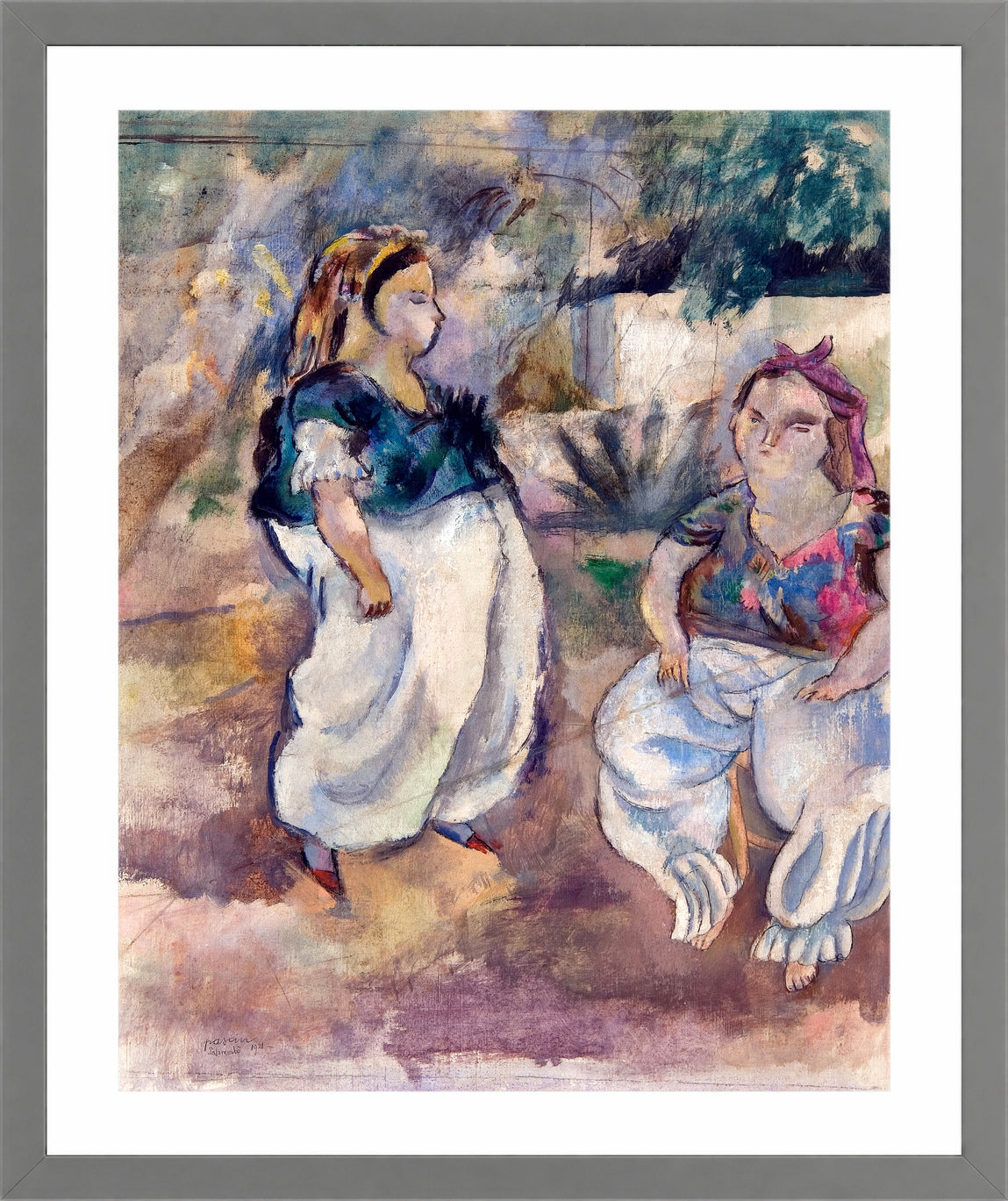 Jules Pascin Print, Les Tunisiennes (1921) in a light grey frame