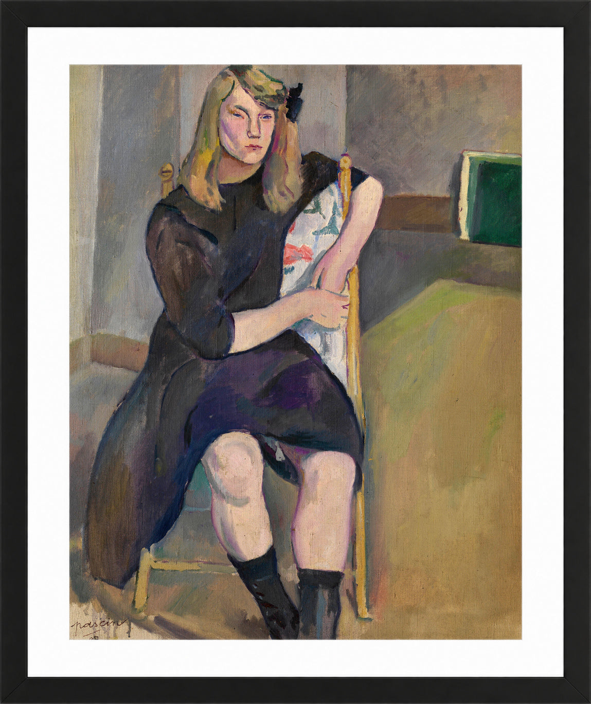 Jules Pascin Print, Little Jeanne (1908) in a black frame