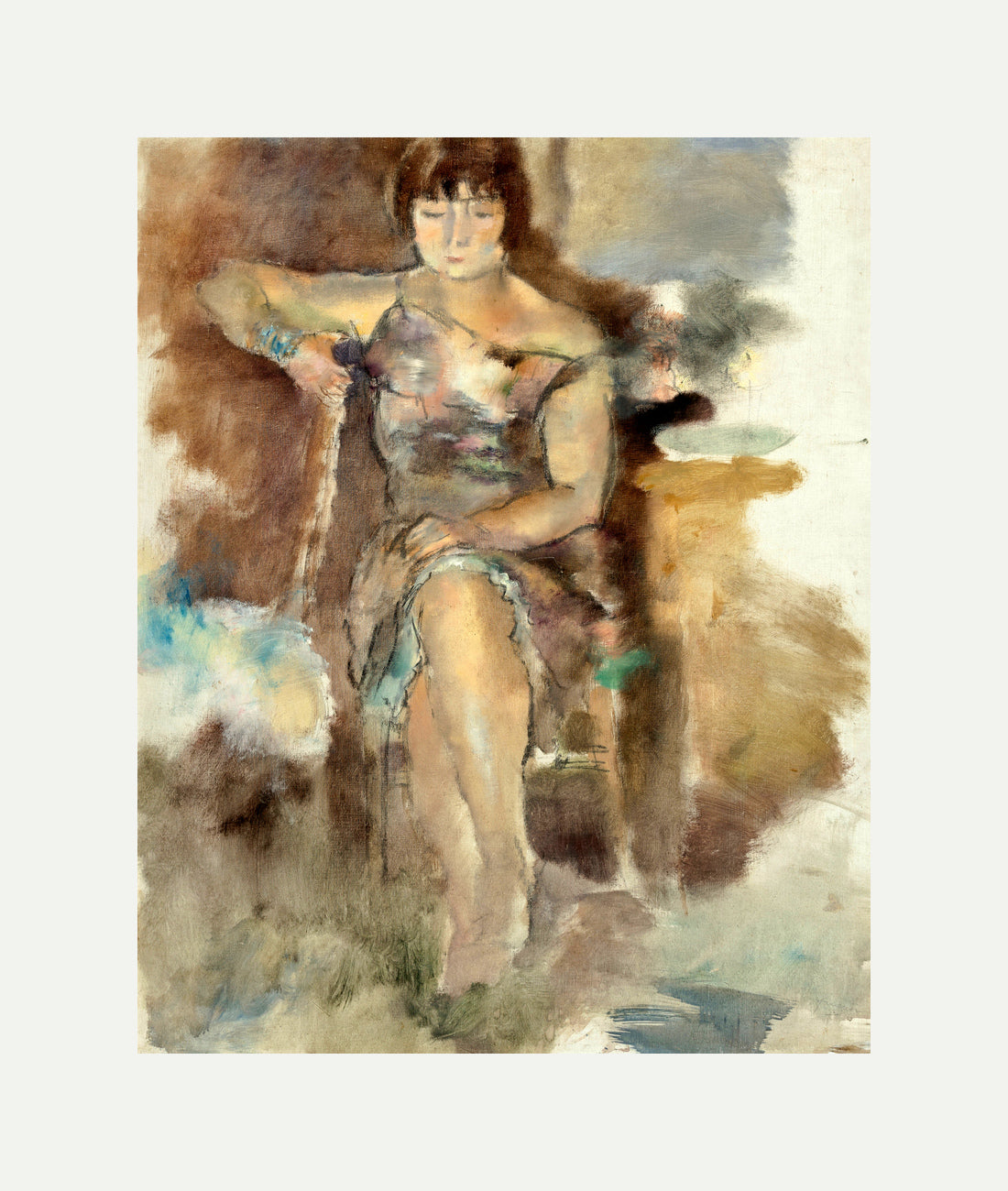 Jules Pascin Print, Lucy à Fontenay-aux-Roses (1928-29) with an off-white border for rolled canvas