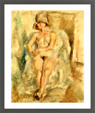 Jules Pascin Print, Modèle nu au chapeau (1927) in a dark grey frame