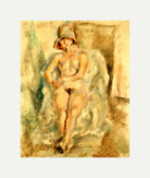 Jules Pascin Print, Modèle nu au chapeau (1927) with an off-white border for rolled canvas