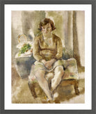 Jules Pascin Print, Nénette, la petite marchande de fleurs (1929) in a dark grey frame