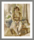 Jules Pascin Print, Nénette, la petite marchande de fleurs (1929) in a light grey frame