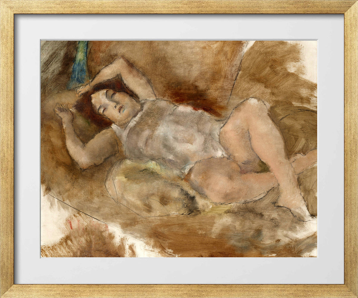 Jules Pascin Print, Nu allongé (1929) in a gold frame