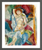 Jules Pascin Print, Nu, Le Bras Levé (1916) in a dark grey frame