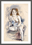 Jules Pascin Print, Nude in a dark grey frame