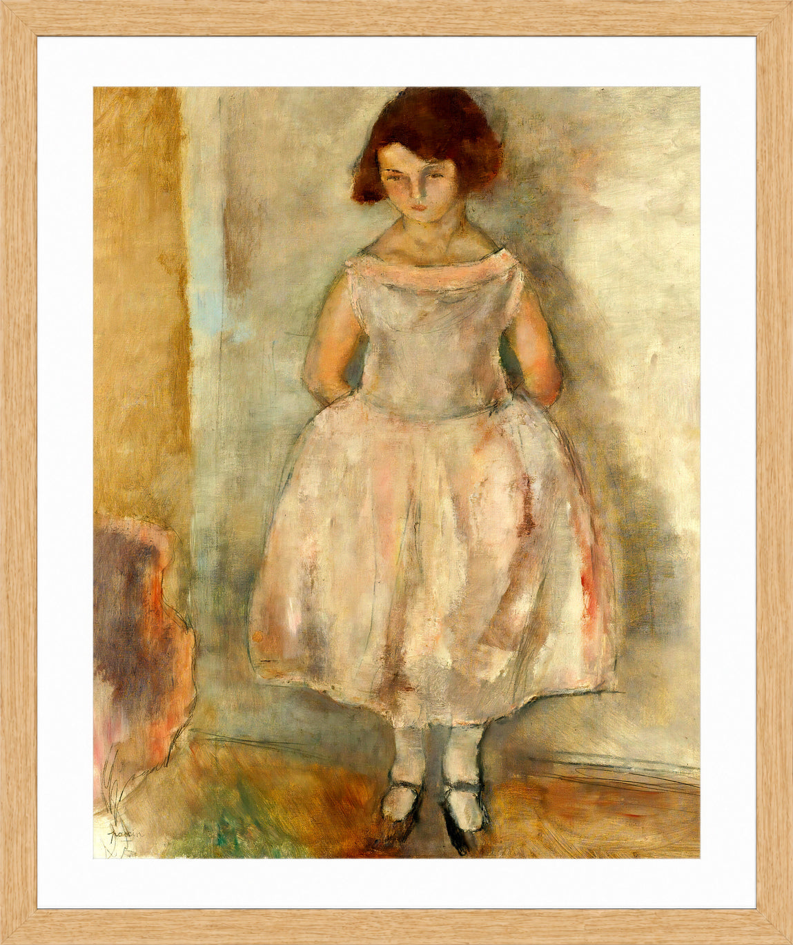 Jules Pascin Print, Portrait De Jeune Fille (1924-25) in an oak frame