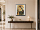Jules Pascin Print, Portrait de Madame Jeanne Salmon (1925) displayed above a console table