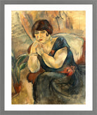Jules Pascin Print, Portrait de Madame Jeanne Salmon (1925) in a light grey frame