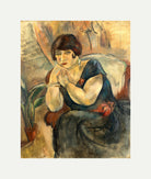 Jules Pascin Print, Portrait de Madame Jeanne Salmon (1925) with an off-white border for rolled canvas