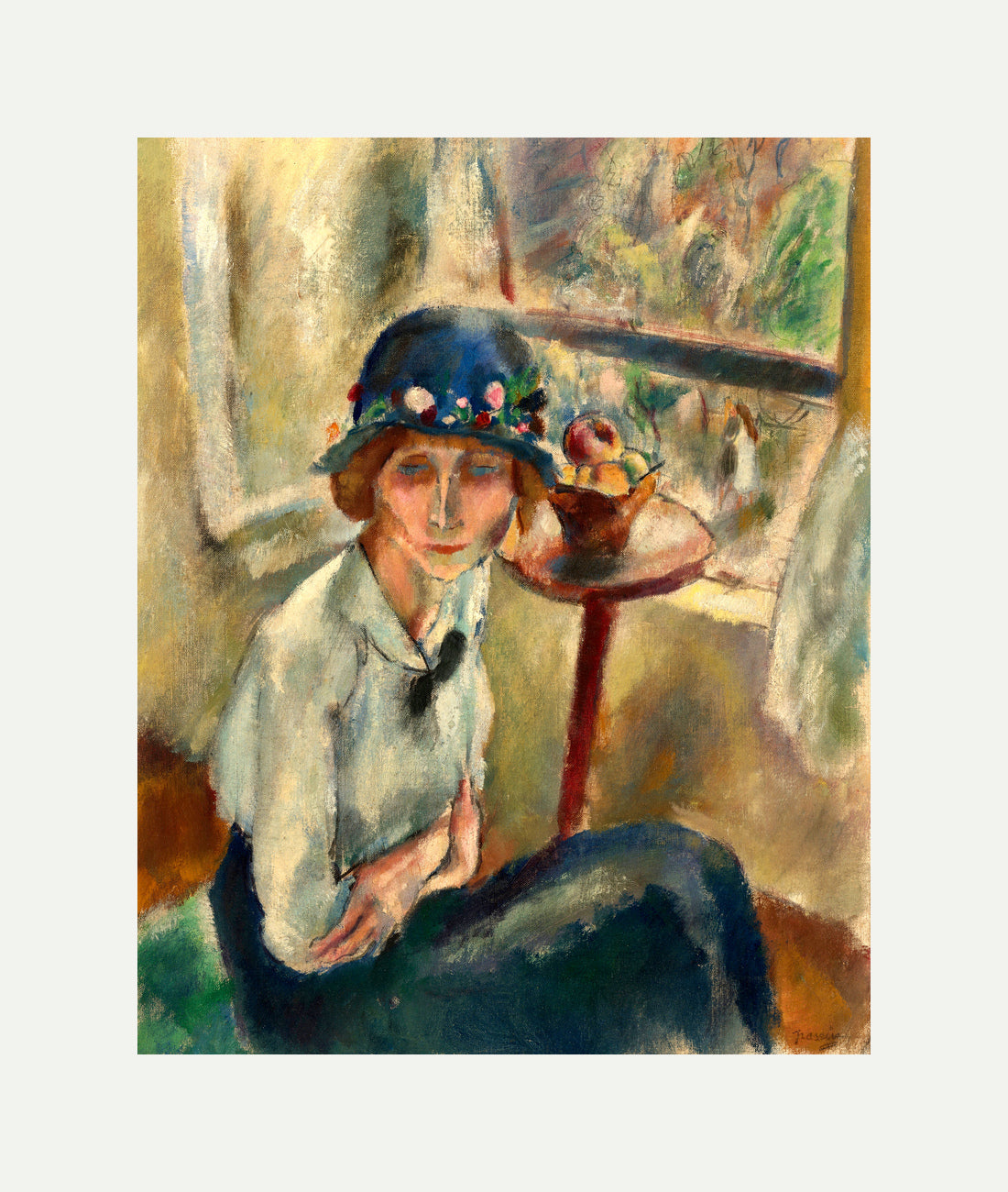 Jules Pascin Print, Portrait d’Hermine David (1916) with an off-white border for rolled canvas