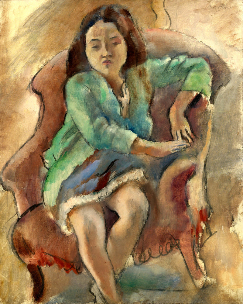 Jules Pascin Print, Simone D’alal (Jeune Fille Dans Une Bergère) (1924) as an unframed print