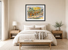 Jules Pascin Print, Southern Landscape (1917) displayed above a bed