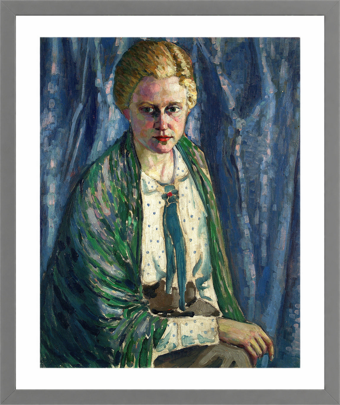 Portrait of Alma Koskel (1916–1917) by Konrad Mägi — light grey frame