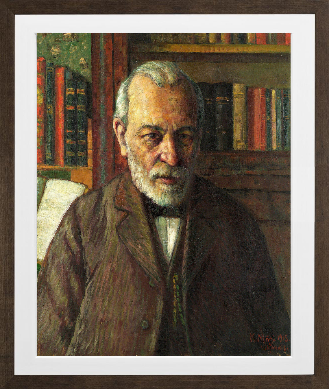 Portrait of the Poet Friedrich Kuhlbars (1915) by Konrad Mägi — brown frame