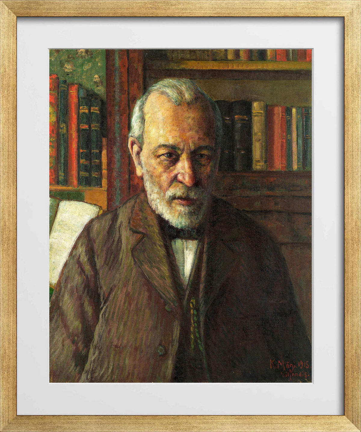 Portrait of the Poet Friedrich Kuhlbars (1915) by Konrad Mägi — gold frame