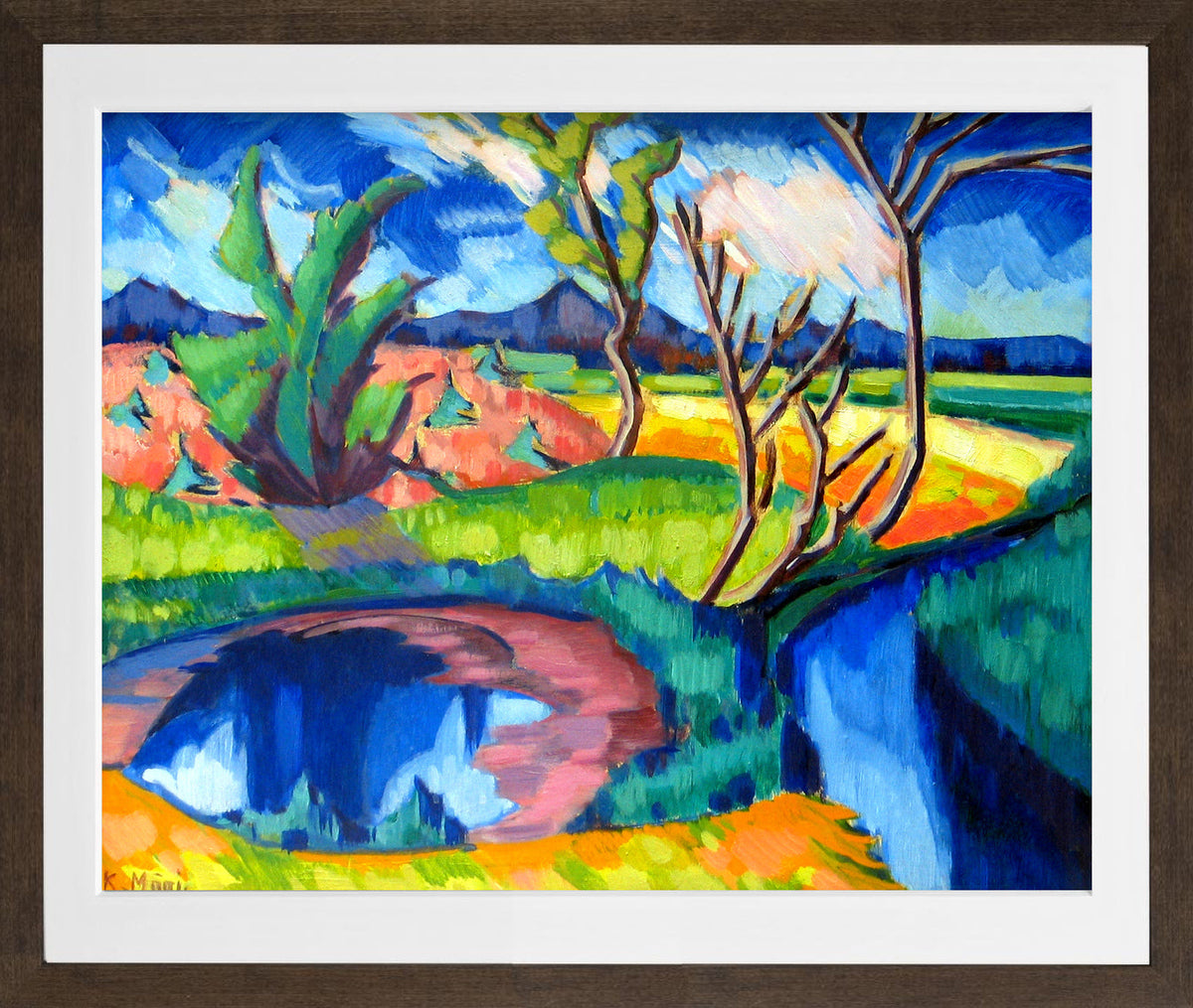 Landscape (1920–1921) by Konrad Mägi — brown frame