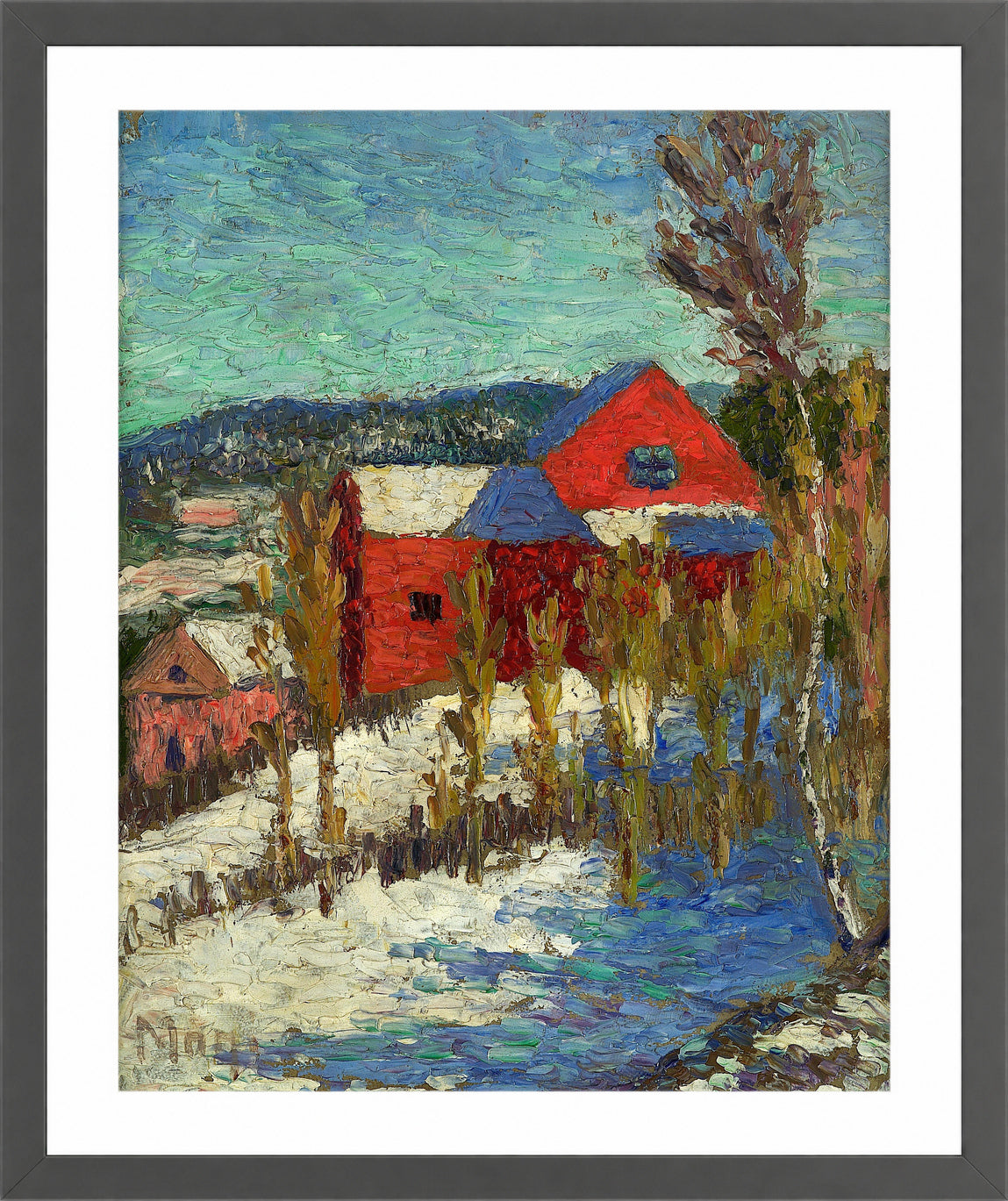 Landscape with Houses (1908–1910) by Konrad Mägi — dark grey frame