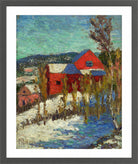 Landscape with Houses (1908–1910) by Konrad Mägi — dark grey frame