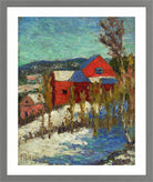 Landscape with Houses (1908–1910) by Konrad Mägi — light grey frame