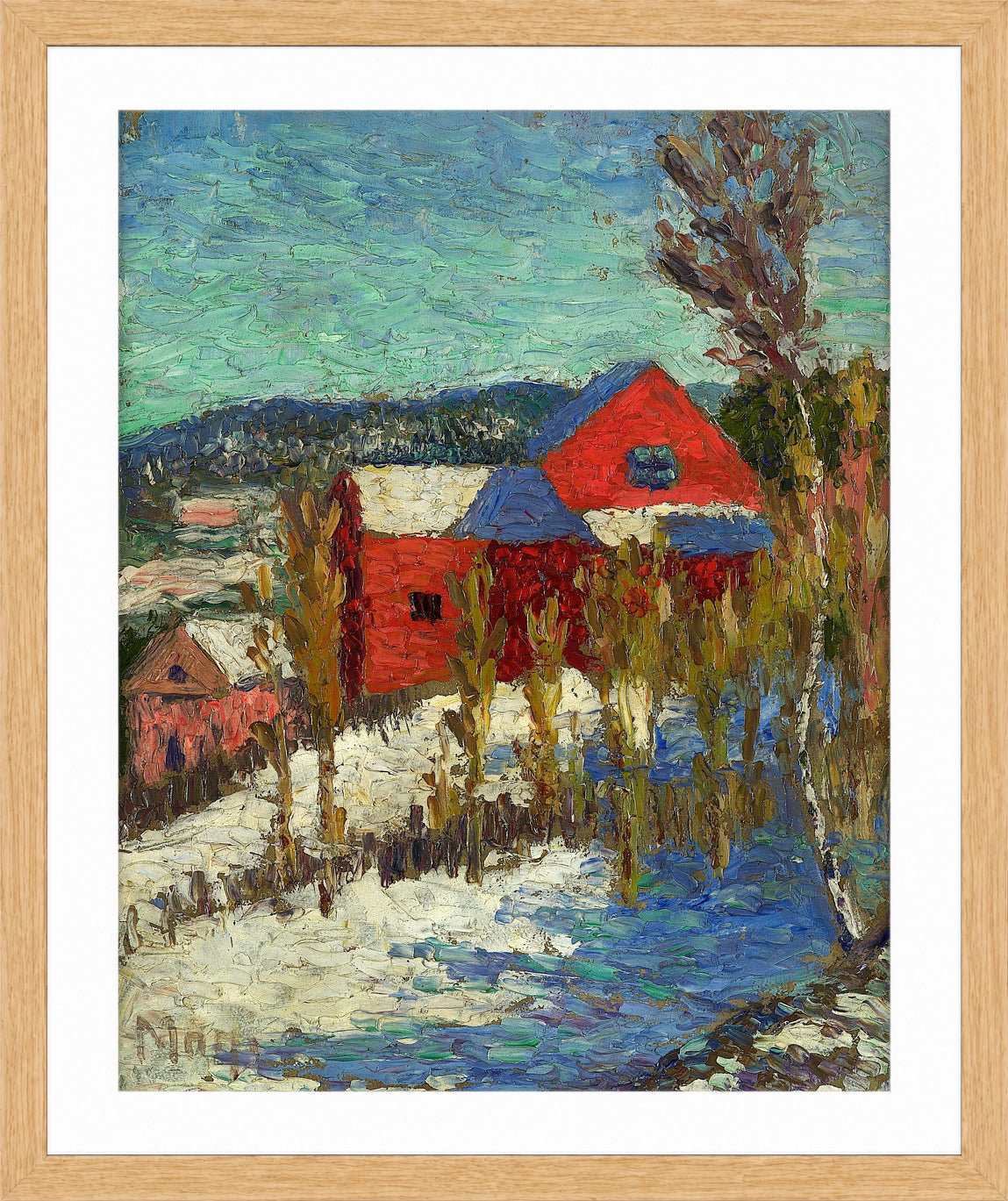 Landscape with Houses (1908–1910) by Konrad Mägi — oak frame