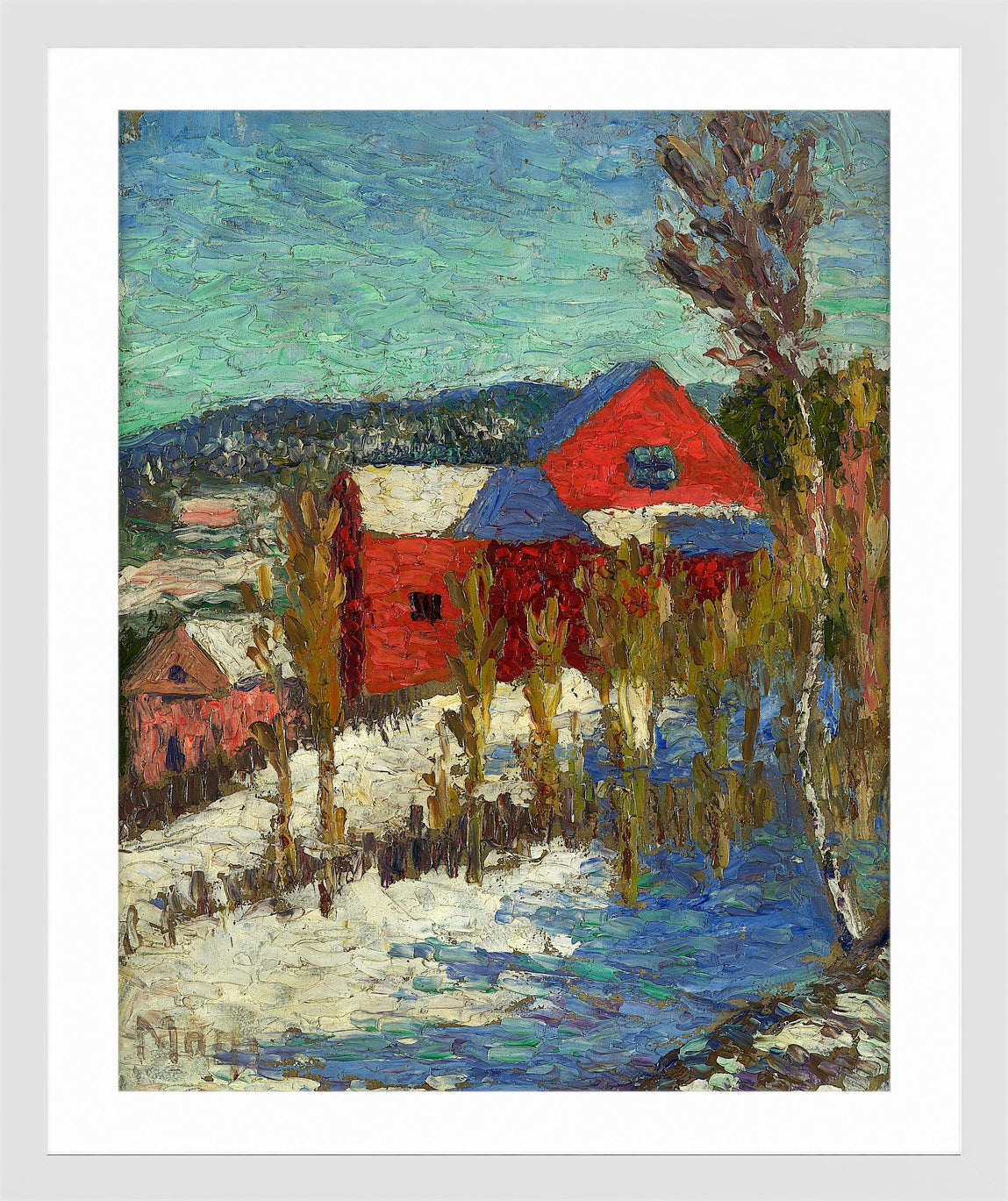 Landscape with Houses (1908–1910) by Konrad Mägi — white frame