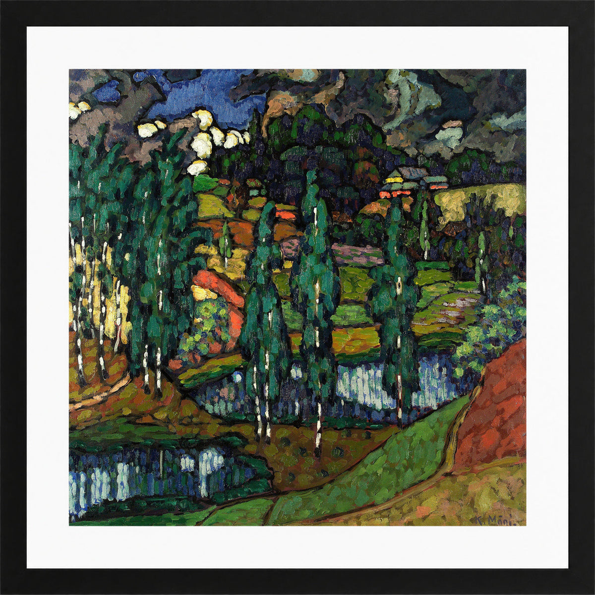 Landscape in Võru County (1916–1917) by Konrad Mägi — black frame