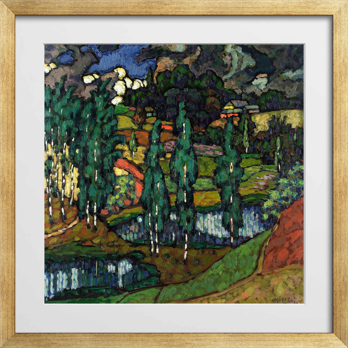 Landscape in Võru County (1916–1917) by Konrad Mägi — gold frame