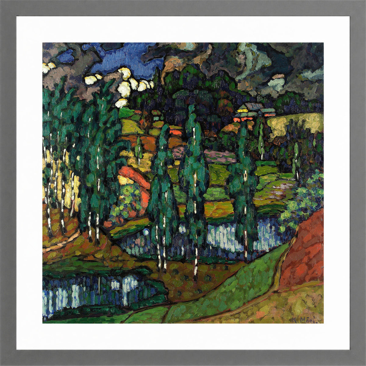 Landscape in Võru County (1916–1917) by Konrad Mägi — light grey frame