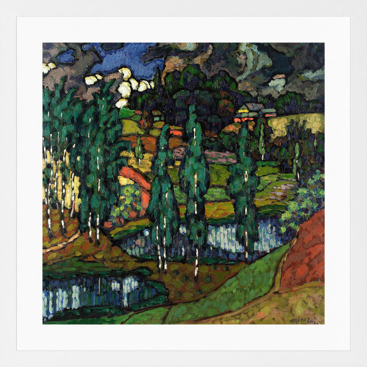 Landscape in Võru County (1916–1917) by Konrad Mägi — white frame