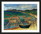 Sea Bay with Boats by Konrad Mägi — black frame