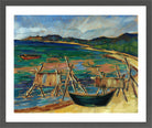 Sea Bay with Boats by Konrad Mägi — dark grey frame