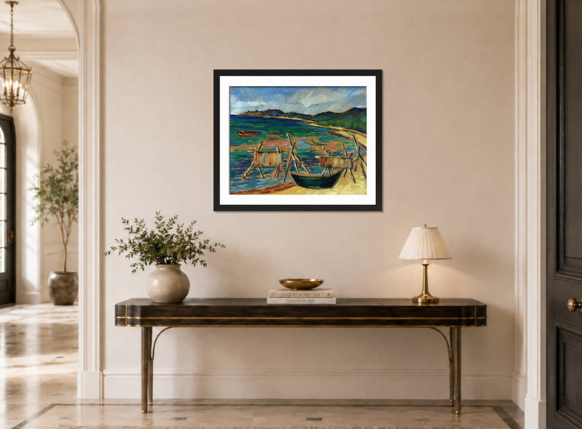 Sea Bay with Boats by Konrad Mägi — hallway