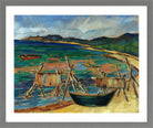 Sea Bay with Boats by Konrad Mägi — light grey frame