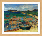 Sea Bay with Boats by Konrad Mägi — oak frame