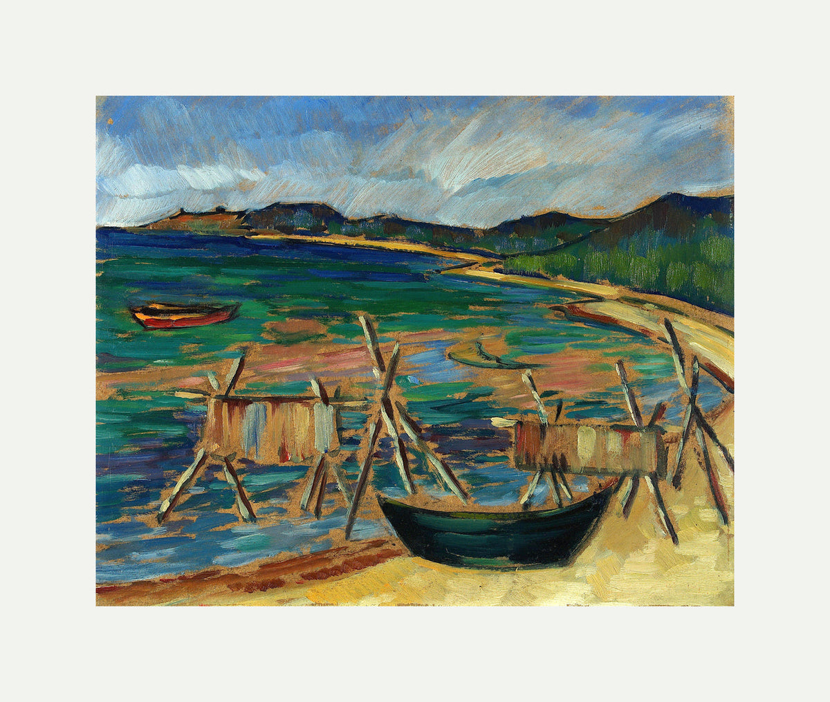 Sea Bay with Boats by Konrad Mägi — rolled canvas