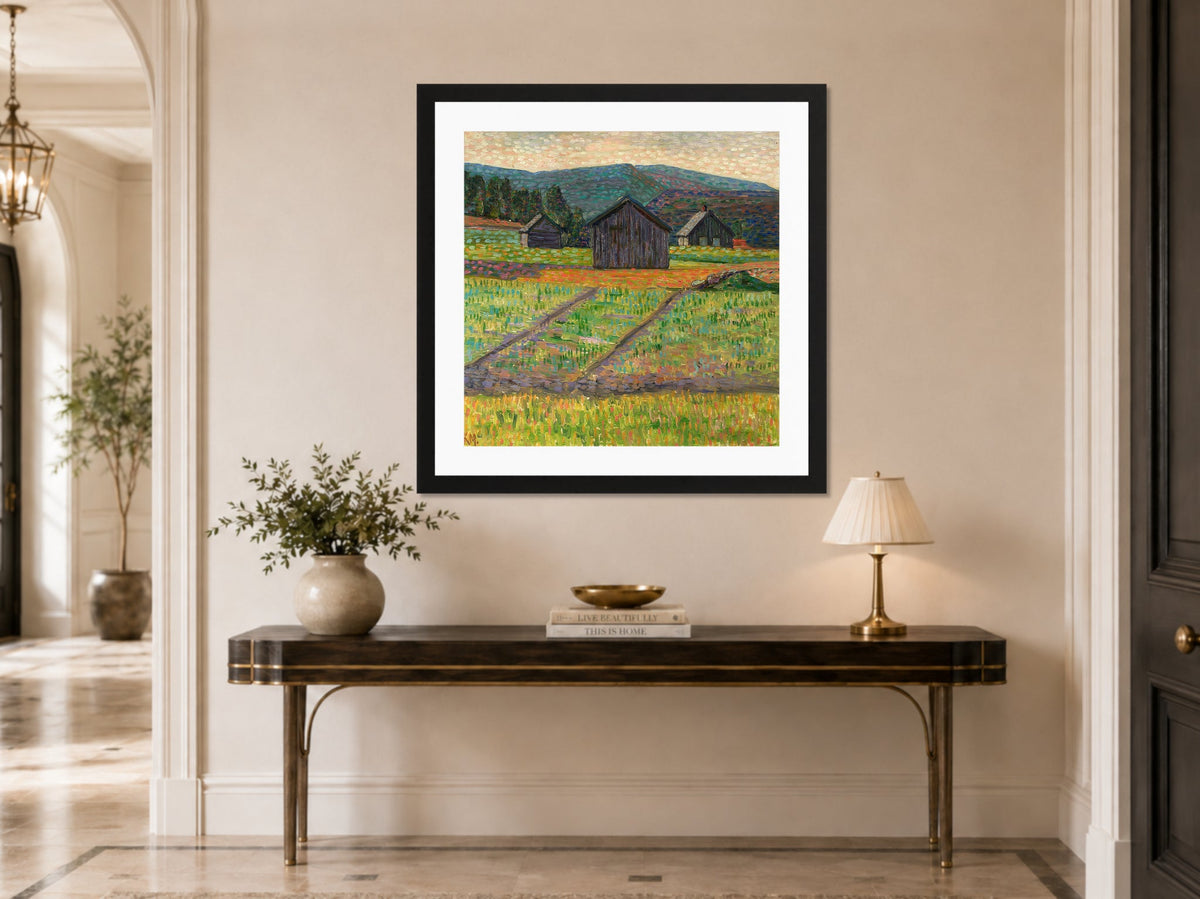 Norwegian Landscape — Wooden Buildings (1908–1910) by Konrad Mägi — hallway